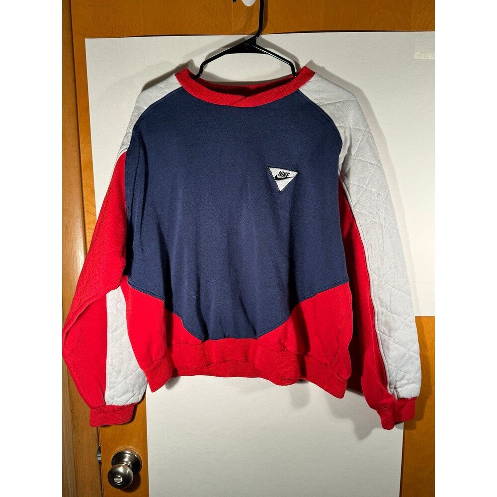 Vintage 1990S Color Block Nike Quilted Sweatshirt Sweater Women’s XL RARE‎